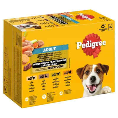Pedigree Adult Fresh Pouches Multipack  Ekonomipack: Mixed Selection i gelé (4 sorter) 96 x 100 g