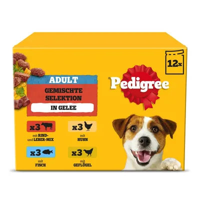Pedigree Adult Fresh Pouches Multipack  Ekonomipack: Mixed Selection i gelé (4 sorter) 96 x 100 g