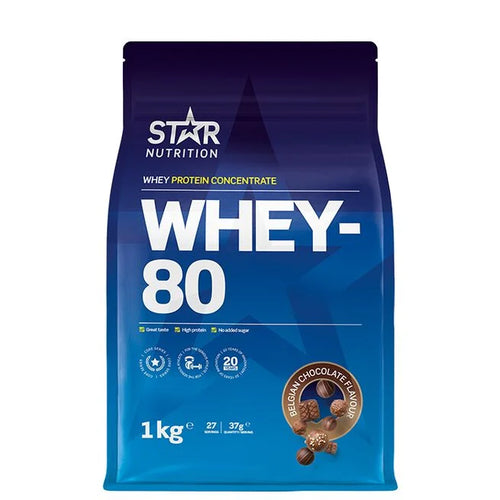 Whey-80 Vassleprotein 1 kg Belgian Chocolate